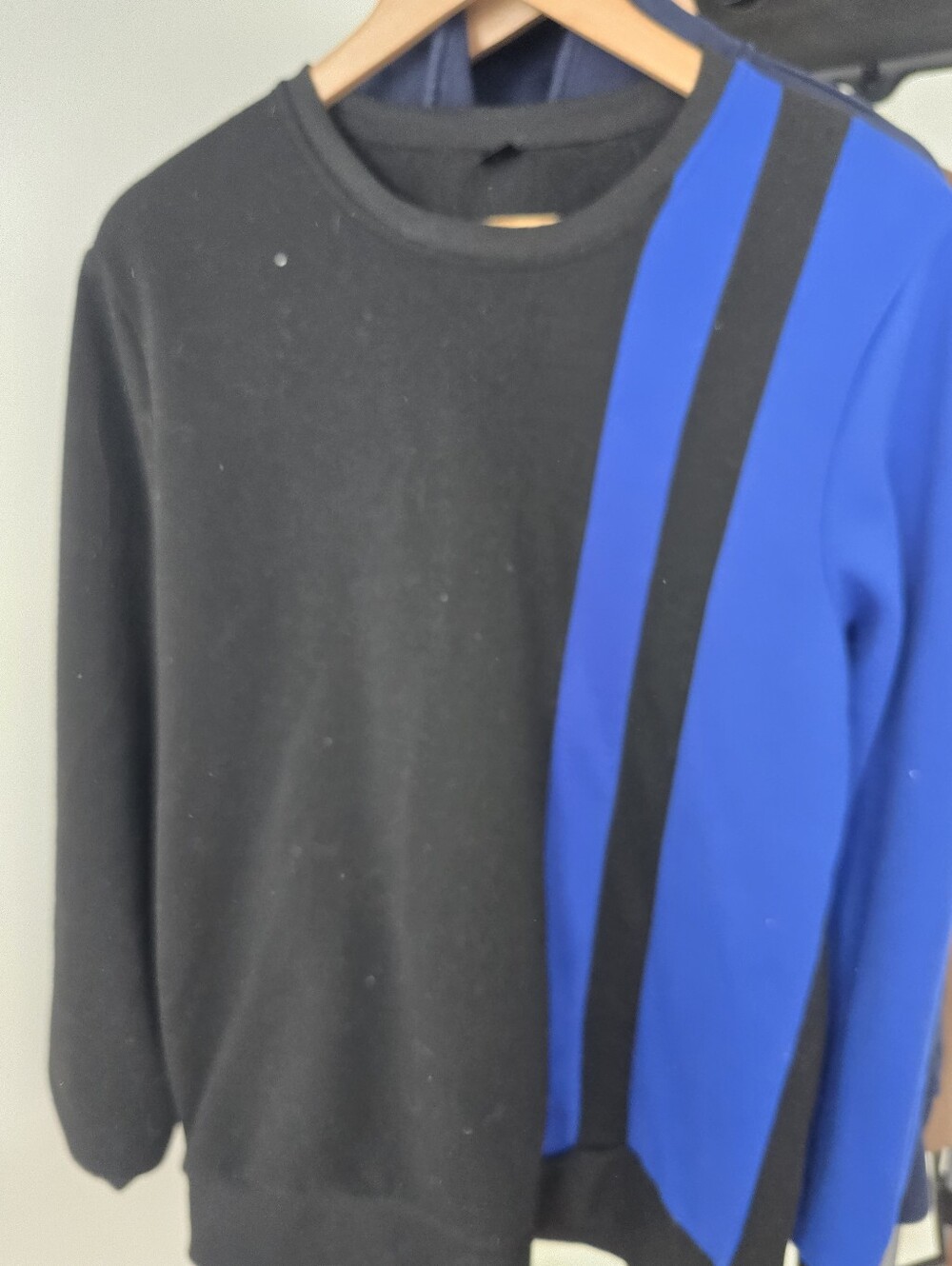Men's Crewneck Sweater Black and Royal Blue